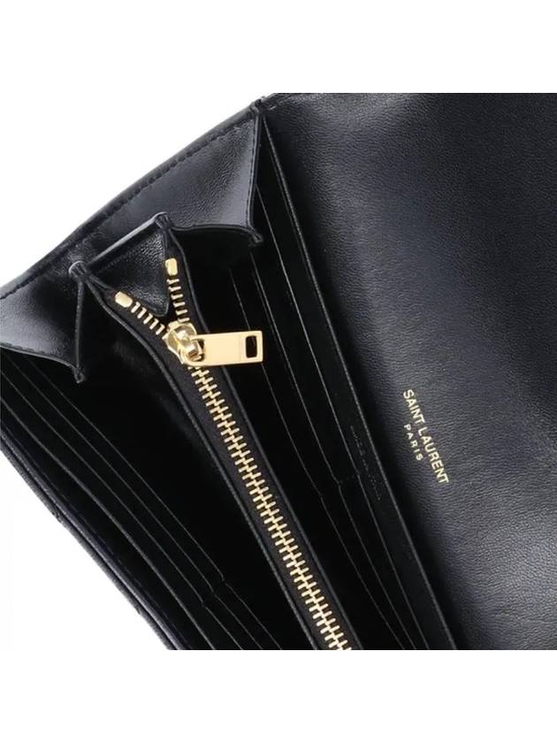 Cassandre Matelasse Large Flap Lambskin Long Wallet Black - SAINT LAURENT - BALAAN 6