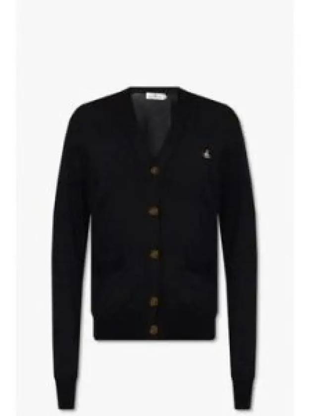 Signature Embroidered Logo Cardigan Black - VIVIENNE WESTWOOD - BALAAN 2