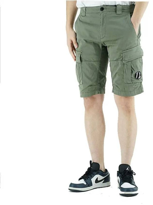 Men's Stretch Satin Lens Cargo Shorts Green - CP COMPANY - BALAAN 2