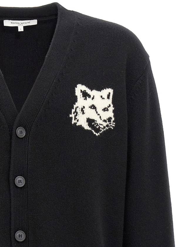 Fox Head Intarsia Comfort Cardigan Black - MAISON KITSUNE - BALAAN 4