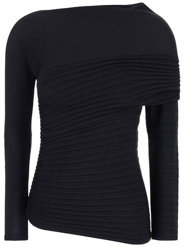 Black Asymmetric Top With Long Sleeves In Pleated Viscose Blend Woman - PHILOSOPHY DI LORENZO SERAFINI - BALAAN 1