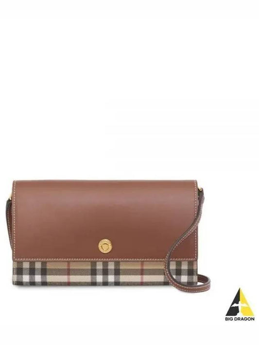 Vintage Check Leather Wallet Cross Bag Brown - BURBERRY - BALAAN 2
