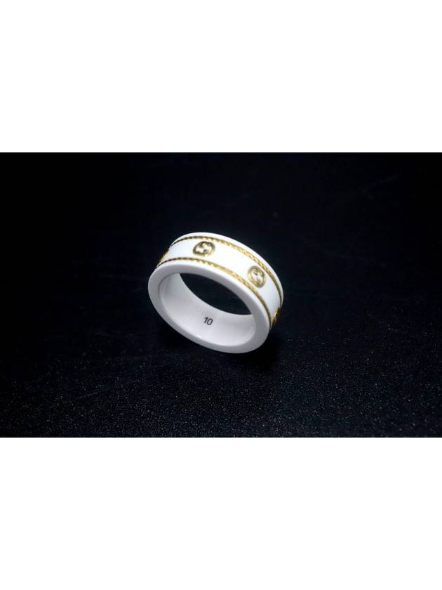 Women s Ring White Gucci 606826 18K Yellow Gold Zirconia Interlocking G Icon No 10 - GUCCI - BALAAN 5