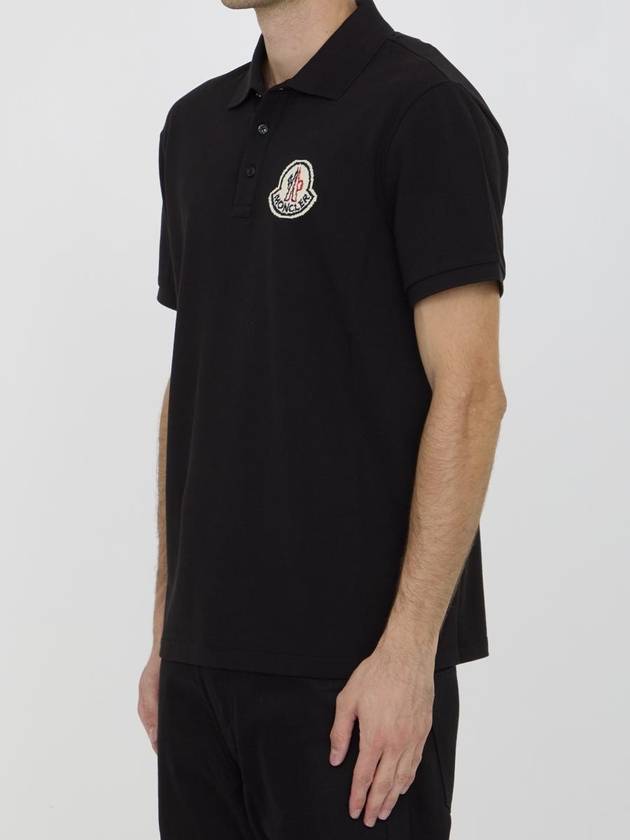 Logo Patch Cotton Polo Shirt Black - MONCLER - BALAAN 3