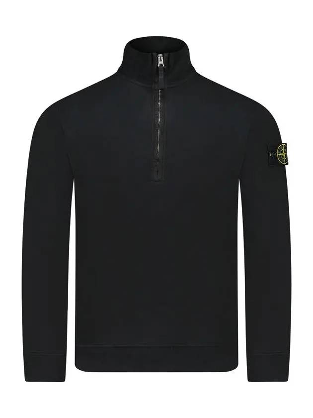 Logo Half Zipper Sweatshirt Black - STONE ISLAND - BALAAN 3