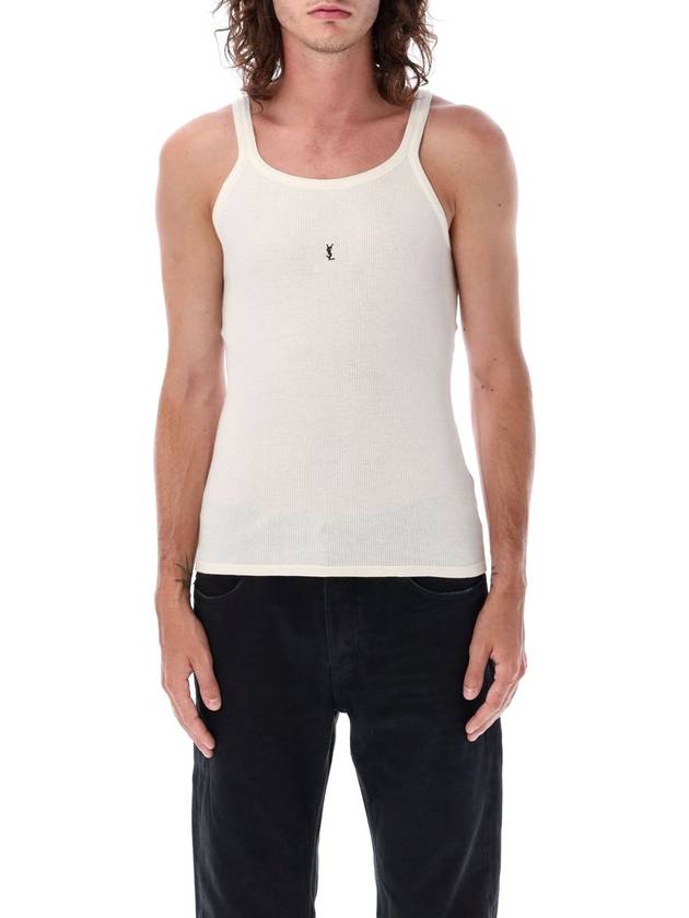 Embroidered Logo Sleeveless White - SAINT LAURENT - BALAAN 2