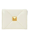 Roman Stud Small Nappa Leather Half Wallet Ivory - VALENTINO - BALAAN 1