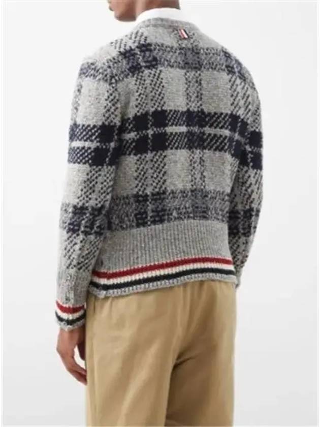 Trimmed Tartan Jacquard Mohair Knit Top Grey - THOM BROWNE - BALAAN 3