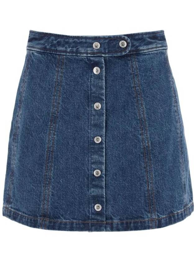 Women's Poppy Front Button Denim A-Line Skirt Blue - A.P.C. - BALAAN 2