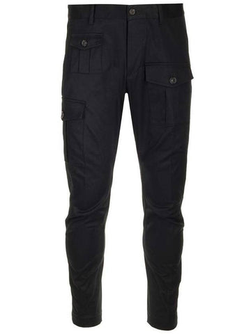 Logo Patch Cotton Cargo Pants Black - DSQUARED2 - BALAAN 1