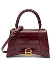 Hourglass Crocodile Emboss Small Shoulder Bag Dark Red - BALENCIAGA - BALAAN 3