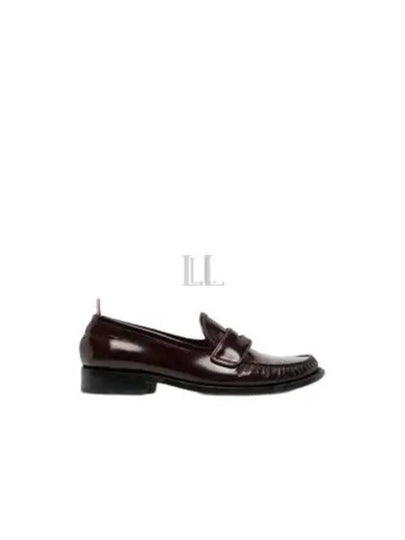 Pleated Leather Penny Loafers Burgundy - THOM BROWNE - BALAAN 2