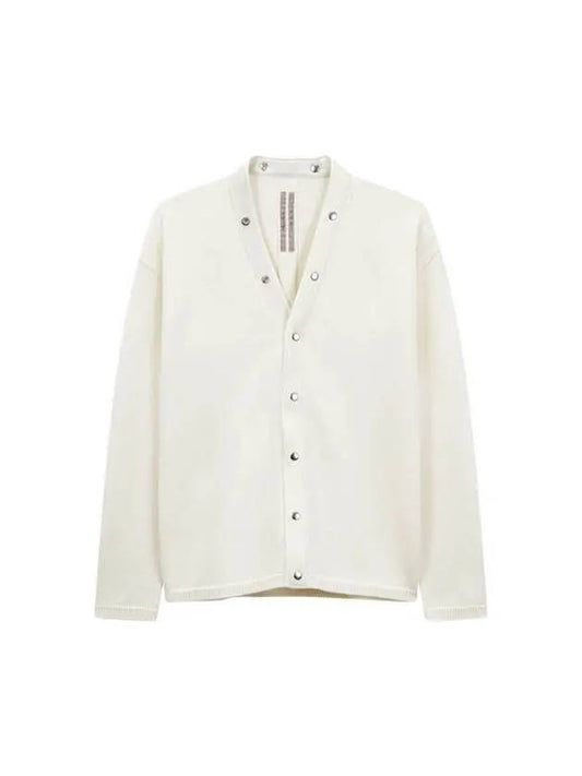 MEN Snap Button V Neck Wool Cardigan Ivory - RICK OWENS - BALAAN 1