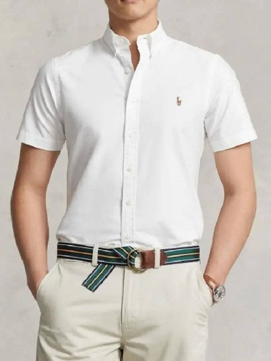 24SS Polo Men's Slim Fit Logo Embroidery Oxford Short Sleeve Shirt 710787736003 - RALPH LAUREN - BALAAN 2