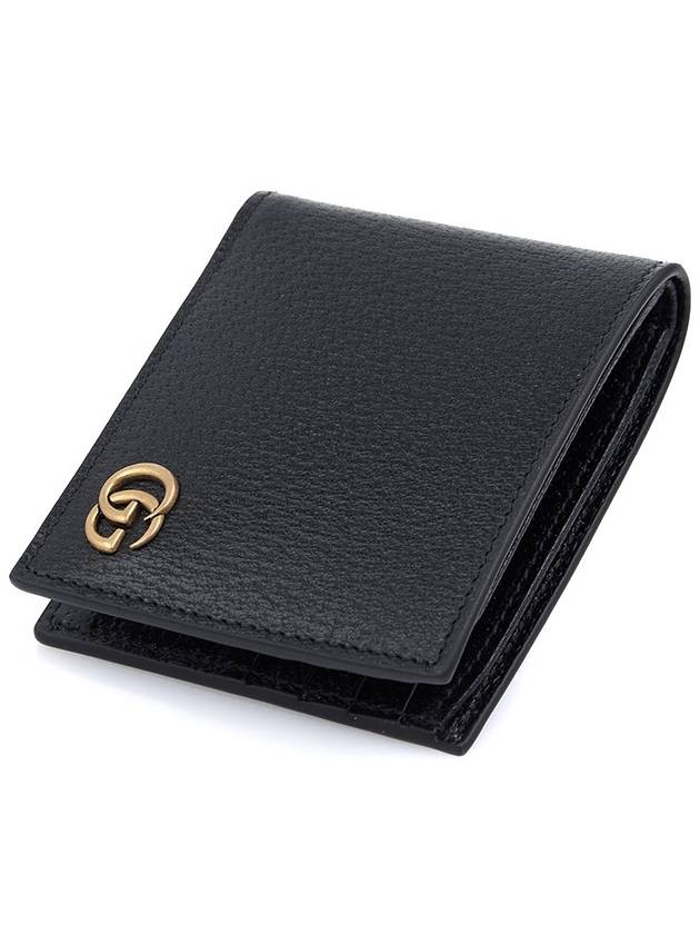 GG Marmont Leather Bi Fold Wallet Black Gold - GUCCI - BALAAN 5