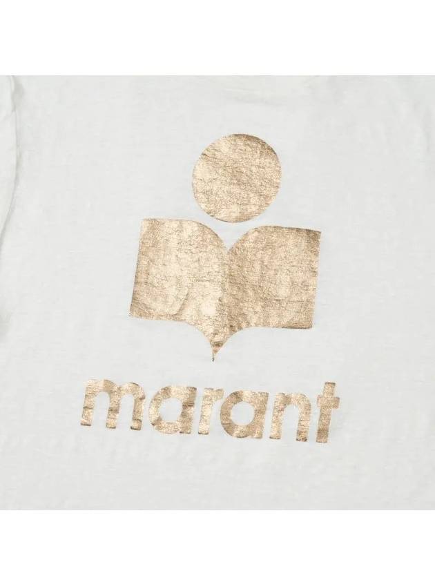 Zewel Logo Linen Short Sleeve T-Shirt White - ISABEL MARANT - BALAAN 4