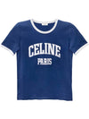 Paris 70s Round Neck Short Sleeve T-shirt Blue - CELINE - BALAAN 2