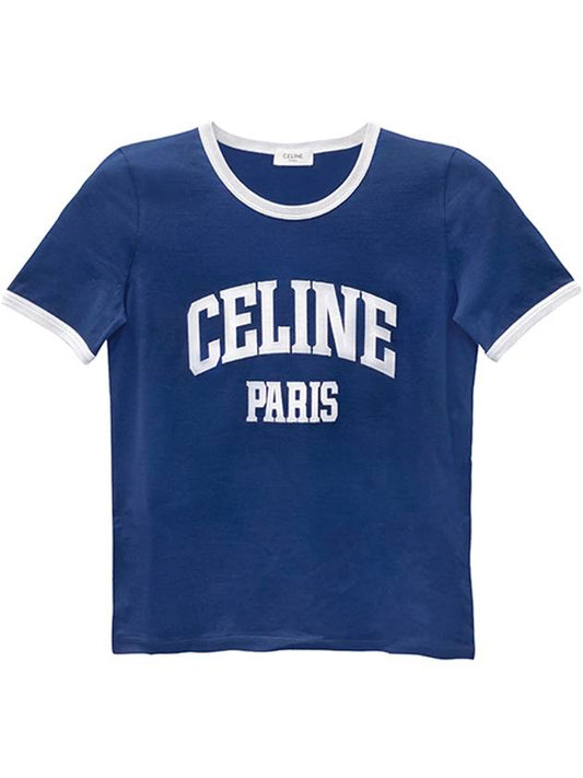 Paris 70s Round Neck Short Sleeve T-shirt Blue - CELINE - BALAAN 2