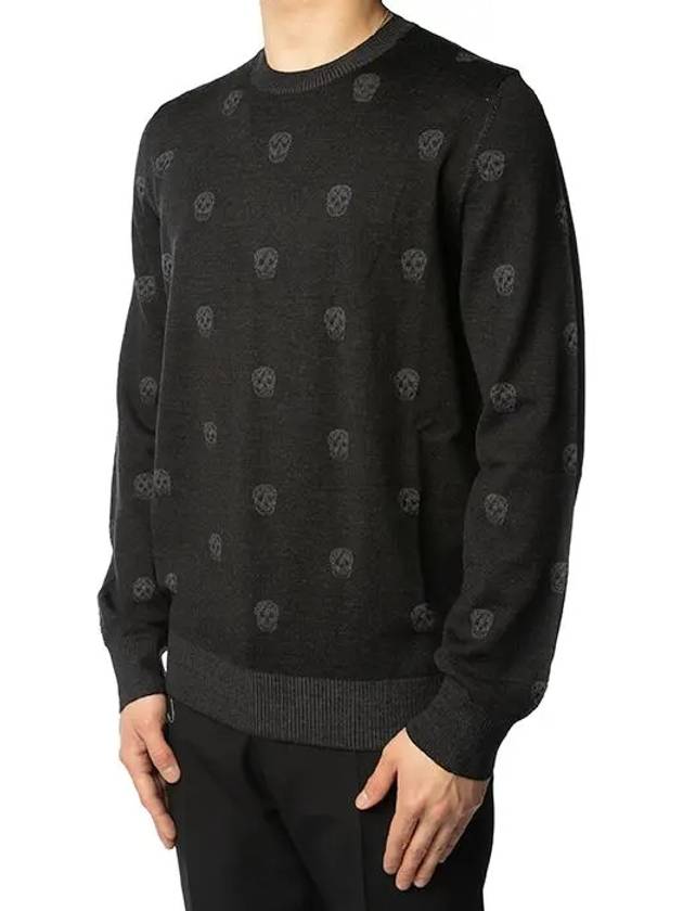 Men's Skull Jacquard Pattern Knit Top Black - ALEXANDER MCQUEEN - BALAAN 4