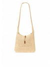 Raffia Crochet Hobo Shoulder Bag Natural - SAINT LAURENT - BALAAN 2