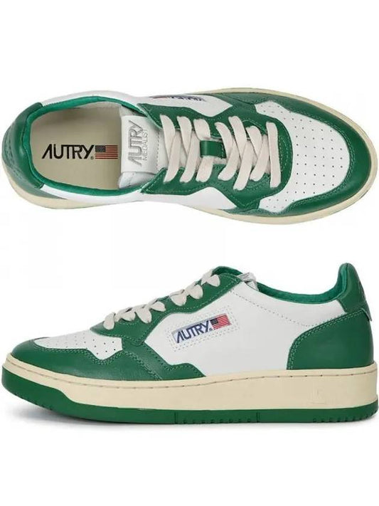 Men's Medalist Leather Low Top Sneakers Green - AUTRY - BALAAN 2