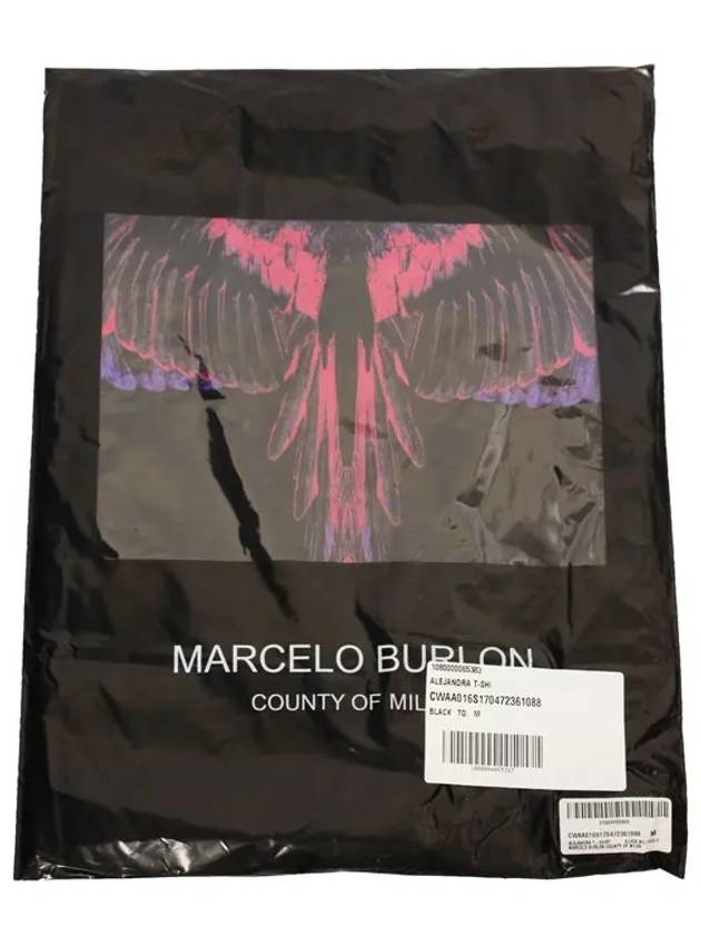 Men's Wings Print Short Sleeve T-Shirt Black - MARCELO BURLON - BALAAN 6