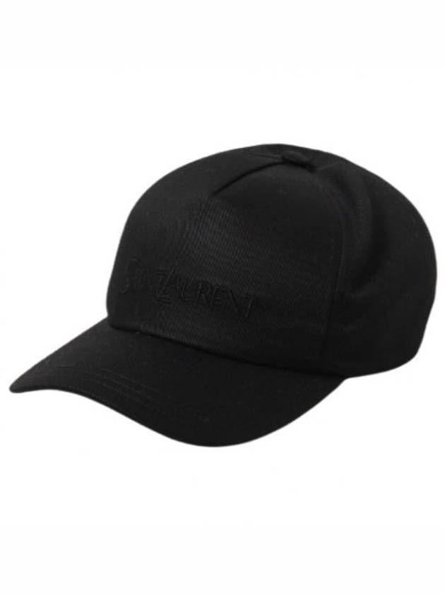 Embroidered Logo Gabardine Weave Cotton Ball Cap Black - SAINT LAURENT - BALAAN 2