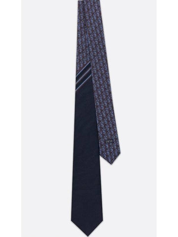 Dior Oblique Striped Tie Navy Blue - DIOR - BALAAN 1