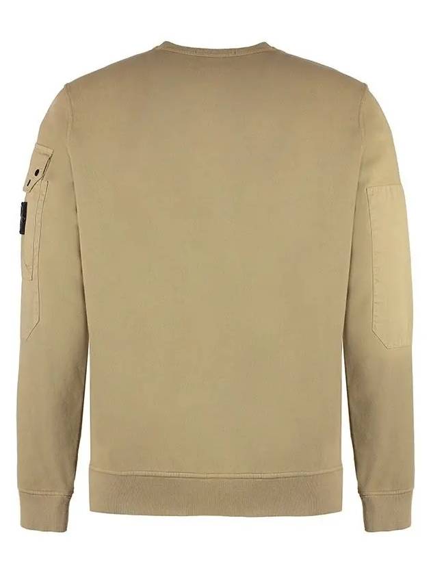 Brushed Organic Cotton Fleece Sweatshirt Beige - STONE ISLAND - BALAAN 3