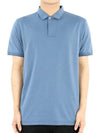 Men's Open Cotton Silk Short Sleeve Polo Shirt Azure Stone - LORO PIANA - BALAAN 2