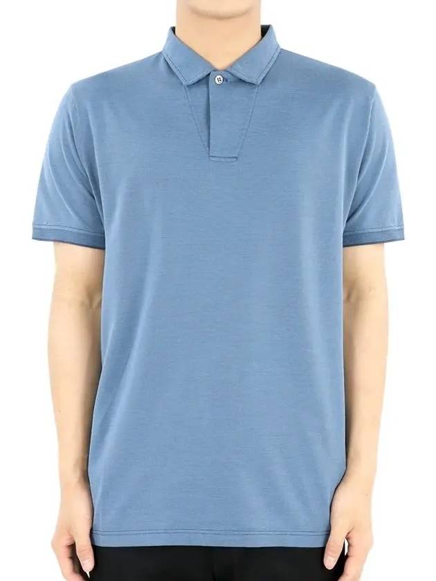 Men's short sleeve PK shirt navy - LORO PIANA - BALAAN 3