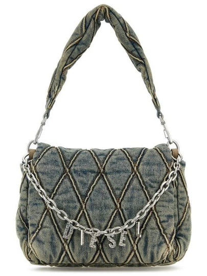 Charm D Quilted Denim Shoulder Bag Medium Blue - DIESEL - BALAAN 2