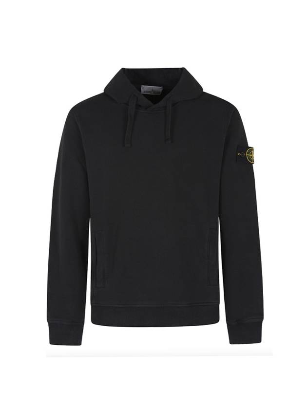 Wappen Patch Brushed Cotton Fleece Hoodie Black - STONE ISLAND - BALAAN 2