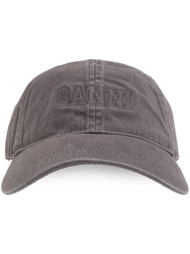 Embroidered Logo Ball Cap Grey - GANNI - BALAAN 1