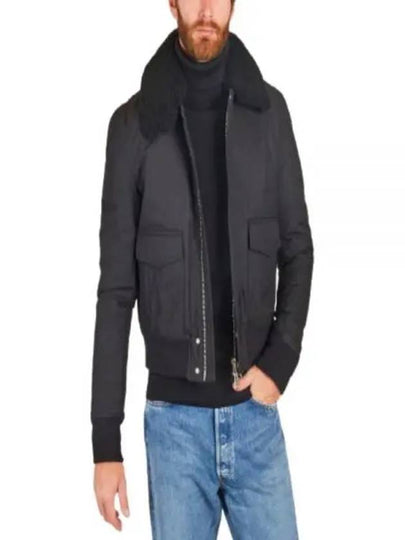 Shearing Trimming Short Bomber Jacket Black - AMI - BALAAN 2