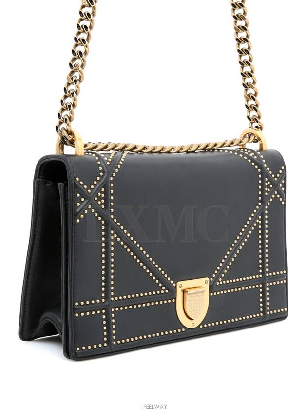 Black studded diorama flap chain bag gold - DIOR - BALAAN 4