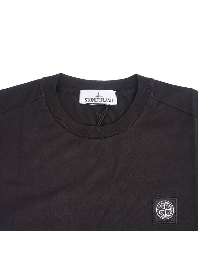 Logo Patch Short Sleeves T-Shirt Black - STONE ISLAND - BALAAN 5