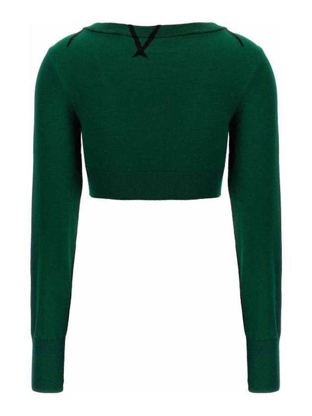 Argyle Fine Knit Cropped Knit Top Green - BURBERRY - BALAAN 3