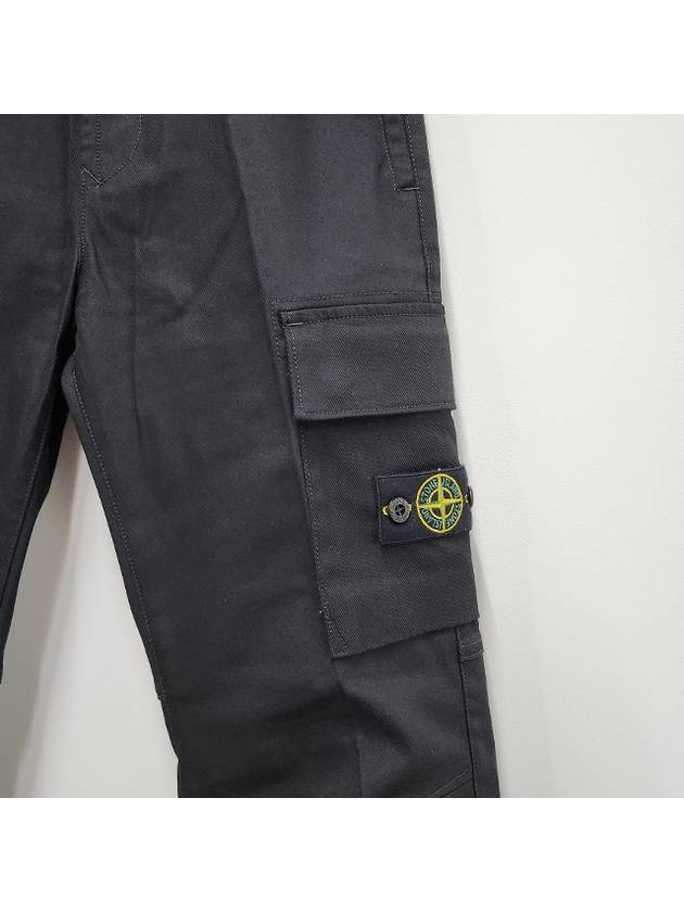 Kids Logo Patch Cotton Cargo Pants Black - STONE ISLAND - BALAAN 6