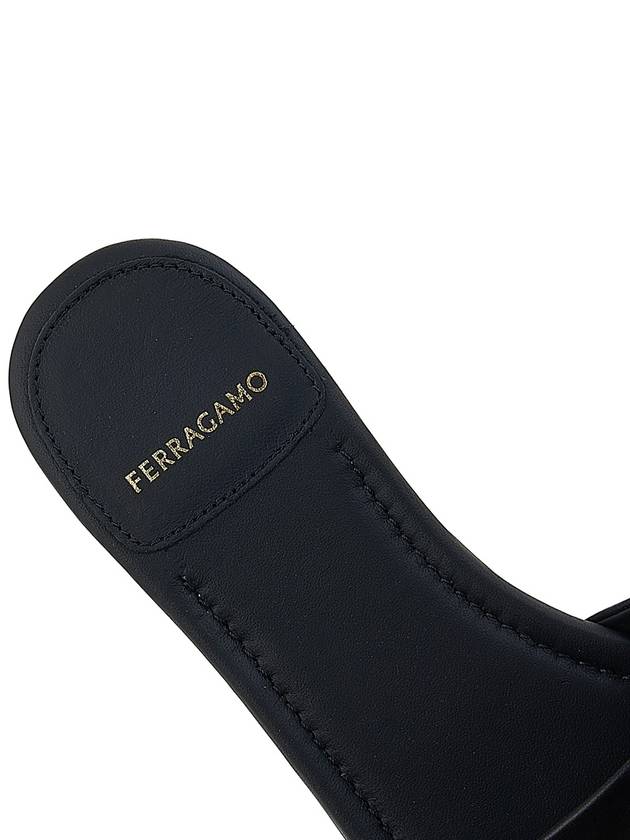 Gancini Ornament Flat Slide Black - SALVATORE FERRAGAMO - BALAAN 8