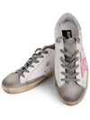 Women's Superstar Silver Heel Tab Pink Star Low Top Sneakers White - GOLDEN GOOSE - BALAAN 4