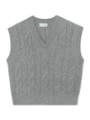 Women s Cable V Neck Vest Gray - LACOSTE - BALAAN 1