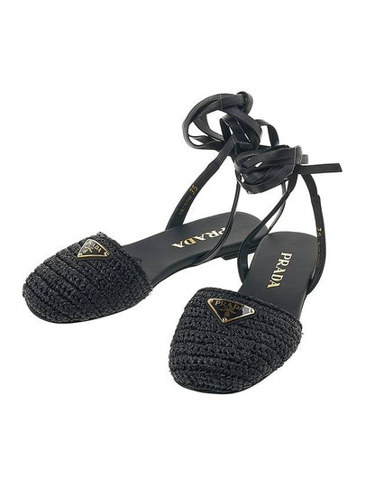 Crochet Flat Sandals Black - PRADA - BALAAN 2