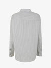 Heart Logo Stripe Oversized Fit Long Sleeve Shirt White - AMI - BALAAN 3