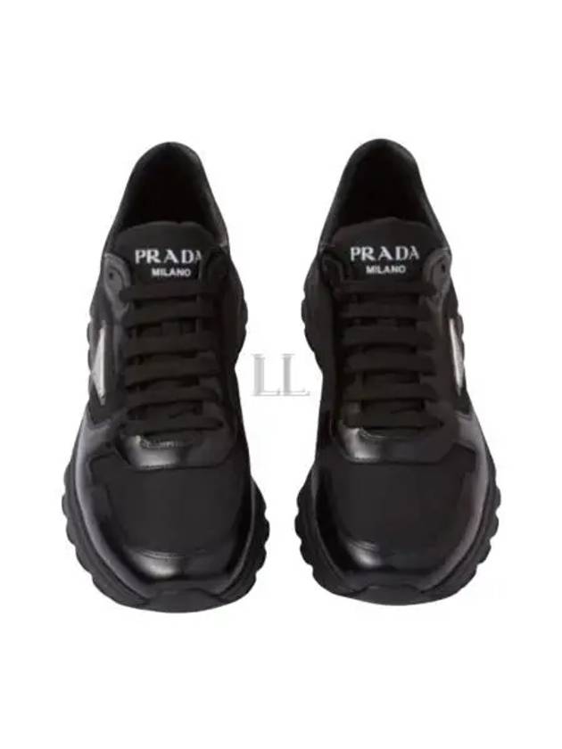 Prax 01 Re-Nylon Brushed Leather Low-Top Sneakers Black - PRADA - BALAAN 2