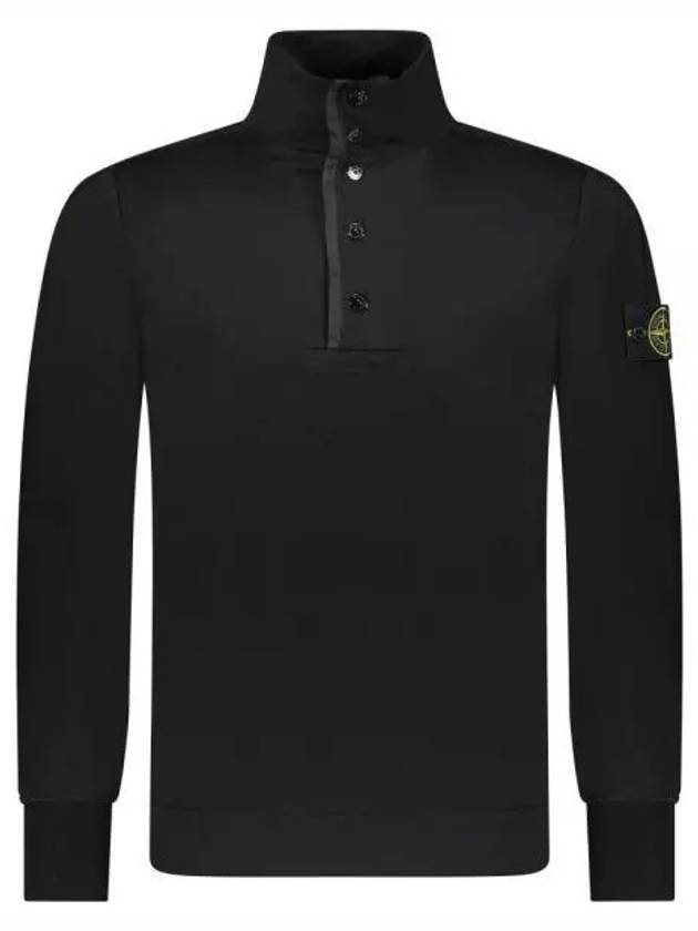 Compass Patch Cotton Fleece Polo Knit Top Black - STONE ISLAND - BALAAN 2