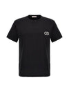 V Logo Signature Patch Cotton Short Sleeve T-Shirt Black - VALENTINO - BALAAN 1