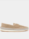 Triangle Logo Suede Loafers Beige - PRADA - BALAAN 3