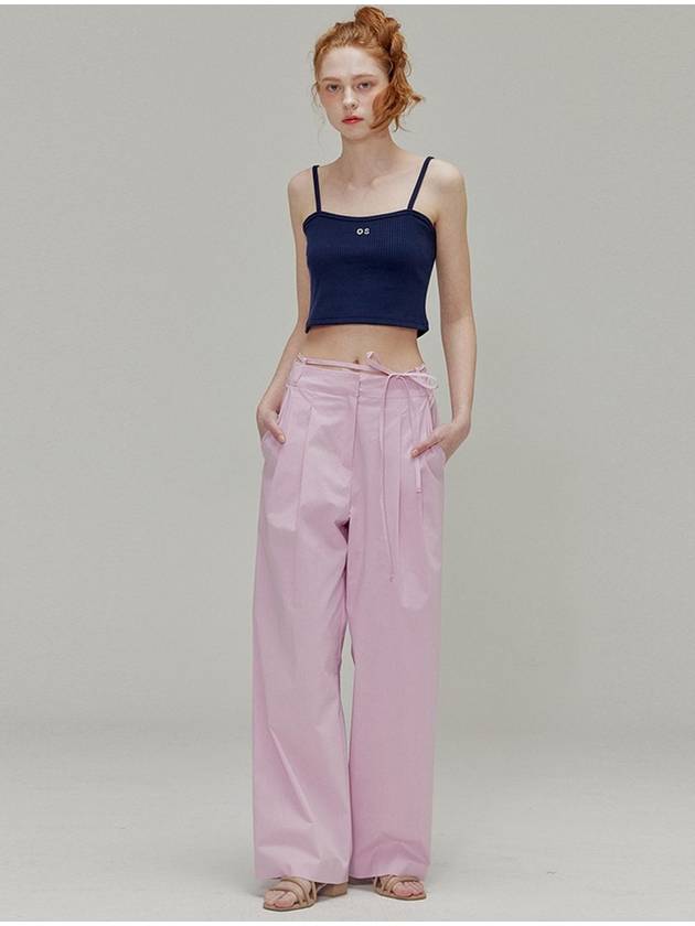 Ribbon Cotton Two-Tuck Wide Pants Pink - OPENING SUNSHINE - BALAAN 3