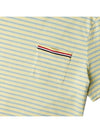 Striped Jersey Pocket Short Sleeve T-Shirt Green Yellow - THOM BROWNE - BALAAN 7